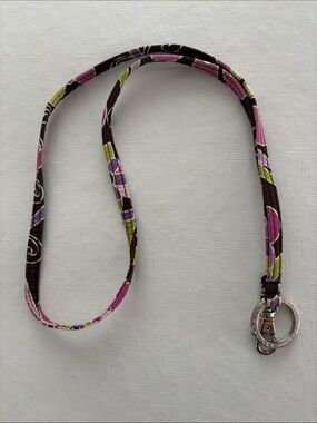 Vera Bradley “Purple Punch” Lanyard with Silver Key Ring and Clasp